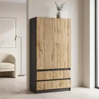 Happy Babies Armoire Novela, anthracite / Wotan 2 portes | Armoire de chambre moderne 90 x 180 x 50 cm | Armoire pour le couloir et la chambre d'enfant, spacieuse