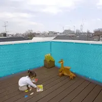 OEM Parasol de terrasse - Brise-vent de balcon - Pour l'extérieur - Résistant aux UV - 200 x 500 cm - Bleu ciel