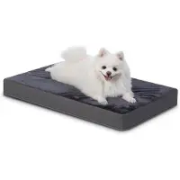 OEM Lit orthopédique moyen pour chien en cuir et laine - Réversible, gris foncé, 75 x 45 x 7 cm