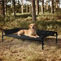 OEM Lit pour chien d'extérieur, lit surélevé, coussin rafraîchissant à l'ombre pour chiens, lavable et robuste, bonne circulation de l'air, noir, L, 124,5 x 77,7 x 31 cm