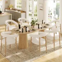 Flieks Lot de 6 chaises de salle à manger avec rembourrage confortable, chaises de cuisine confortables dotées d'un piètement métallique robuste, dimensions : 48,5 x 40,5 x 78 cm, blanc