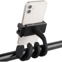 OEM Support de téléphone en silicone à col de cygne - Longueur réglable - Pour voiture, poussette, tapis de course, vélo, bateau (noir)