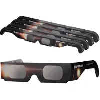 Bresser Lunettes d'éclipse solaire , lot de 100, observation du soleil en toute sécurité, norme EN ISO 12312-2:2015, image solaire jaune clair, modèle B