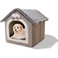 Famanu Lit douillet pour chiens, pliable, avec peluche, fond antidérapant, taille L, gris, pour chats et chiens.