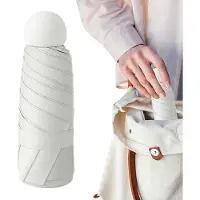 OEM Mini-parapluie portable pour femmes, protection contre la pluie et les UV, parapluie à 6 baleines pour la plage, les voyages, le camping, la pêche, le sport et l'usage quotidien, blanc