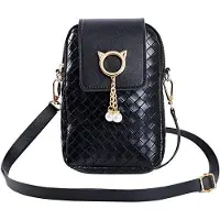 OEM Petit sac de voyage à fermeture rapide - bouton rotatif - pour femme - pochette pour téléphone portable - poche suspendue - ceinture réglable - noir