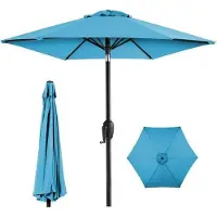 OEM Parasol de terrasse en acier de 228 cm de diamètre, couleur bleu turquoise