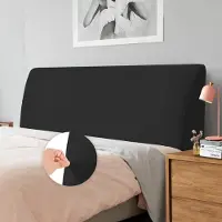 Markenlos Housse de protection épaisse pour tête de lit - Velours - Noir - 180-200 cm