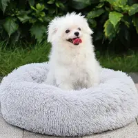 OEM Lit pour chien de taille moyenne (70 cm), coussin en peluche moelleux, lavable et antidérapant, idéal pour les chiens de taille moyenne à grande et les chats, gris