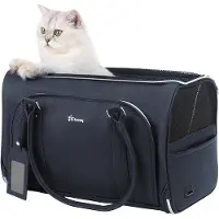 OEM Sac pour chat amélioré enPolyuréthane: sac pour chien portable et respirant, sac pour animaux tendance de couleur bleue, adapté aux longs et courts trajets.