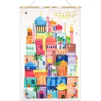 OEM Calendrier de l'Avent réutilisable pour le ramadan avec 30 pochettes | Décoration multicolore pour l'Aïd | Calendrier du ramadan à boutons | 10 x 10 cm - Ramadan Mubarak