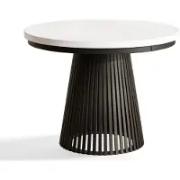 Alpi Möbel Table de Salle à Manger, Table Ronde Extensible, Meubles de Salon, Pieds en Métal, Diamètre 100 cm, Blanc, Collection Nero