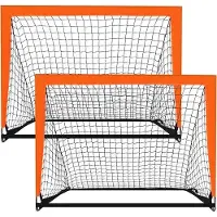 OEM Lot de 2 buts de football portables pour enfants, 120 cm x 90 cm, pour le jardin, l'intérieur et l'extérieur, pliables, orange