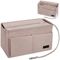 OEM Sac à main beige avec compartiment zippé et porte-clés, conception « sac dans sac », 1 poche intérieure, taille M