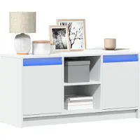 Prolenta Maison Exclusive - Meuble TV avec éclairage LED Blanc 100x34x50 cm Matériau dérivé du bois
