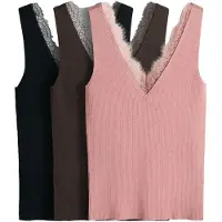 The Set Tops en tricot chocolat / rose ancienne / noir
