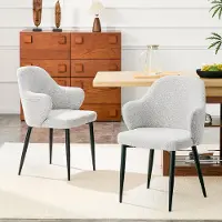 SUCCESS COURIER Lot de 2 chaises de salle à manger, tissu gris clair, pieds métalliques en forme de croix, hauteur 83 cm