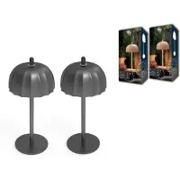 Northpoint Lampe de table LED avec abat-jour, rechargeable, intensité réglable,tactile, pour intérieur et extérieur, IP44, blanc chaud, lot de 2, noir