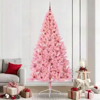 vidaXL Meubles Arbre de Noël artificiel pré-éclairé Rose 240 cm PVC - 8187086