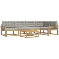 vidaXL Ensemble de salon de jardin , 6 pièces, blanc et gris clair, en polyester