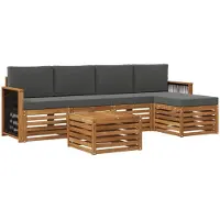 vidaXL Ensemble de salon de jardin 6 pièces, couleurs : naturel et anthracite