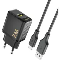 Dudao A23TEU Adapter 12Watt 1xUSB-A 1m USB-A to USB-C cable included Sort