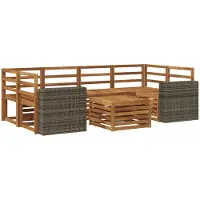 vidaXL Ensemble de salon de jardin 7 pièces en bois d'acacia massif, finition naturelle
