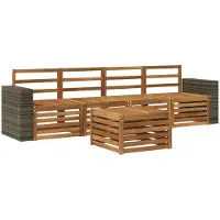 vidaXL Ensemble de salon de jardin 5 pièces en bois d'acacia massif, finition naturelle