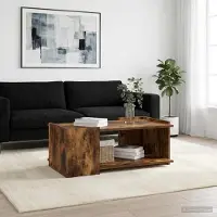 Prolenta Table basse exclusive en bois fumé, dimensions 90 x 50 x 33 cm, matériau : bois composite