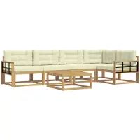 vidaXL Ensemble de canapés d'extérieur , 6 pièces, blanc et crème, en polyester