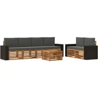 vidaXL Ensemble de salon de jardin 7 pièces, couleurs : naturel et anthracite