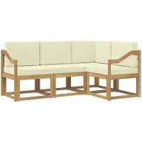 vidaXL Ensemble de salon de jardin 4 pièces, blanc et crème