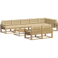 vidaXL Ensemble de salon de jardin , 9 pièces, blanc et beige, en polyester