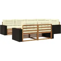 vidaXL Ensemble de salon de jardin 7 pièces, couleurs naturelles et crème