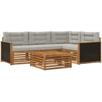vidaXL Ensemble de canapés d'extérieur , 5 pièces, en polyester naturel et gris clair