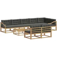 vidaXL Ensemble de salon de jardin , 9 pièces, blanc et anthracite, en polyester