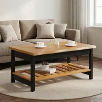 Prolenta Maison Exclusive - Table basse EKAI, noire, 100 x 60 x 45,5 cm, en bois massif de pin