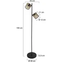 Mexlite - lampadaire - Sumba - naturel noir - bambou métal - lampe de lecture - E14 - 4492ZW