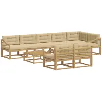vidaXL Ensemble de salon de jardin , 9 pièces, blanc et beige, en polyester