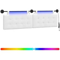 Syfax Tête de lit suspendue Avec lumière LED Blanc Tissu