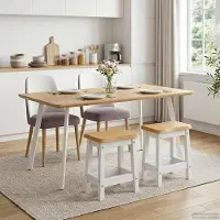Prolenta Maison Exclusive - Ensemble de 2 tabourets de bar EKAI, couleur blanche, dimensions : 40 x 29 x 45,5 cm