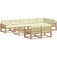 vidaXL Ensemble de salon de jardin , 9 pièces, blanc et crème, en polyester