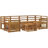 vidaXL Ensemble de salon de jardin 7 pièces en bois d'acacia massif, finition naturelle