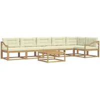 vidaXL Ensemble de salon de jardin , 7 pièces, blanc et crème, en polyester