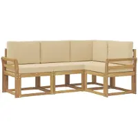 vidaXL Ensemble de salon de jardin 4 pièces, blanc et beige