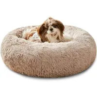 Azomor Coussin rond et moelleux pour chiens et chats de petite et moyenne taille, doux et confortable