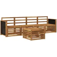 vidaXL Ensemble de salon de jardin 5 pièces en bois d'acacia massif, finition naturelle