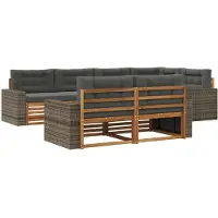 vidaXL Ensemble de salon de jardin 7 pièces, couleurs : naturel et anthracite