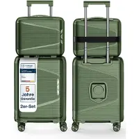 4FLY Ensemble de valises à coque rigide Linea Lux en PP, 16 et 20 pouces – Lot de 2 – Vert olive