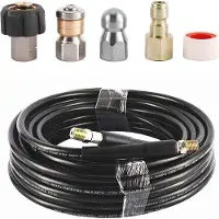 Famanu Tuyau de vidange haute pression de 15 mètres pour appareils de nettoyage, avec adaptateur 1/4 pouce